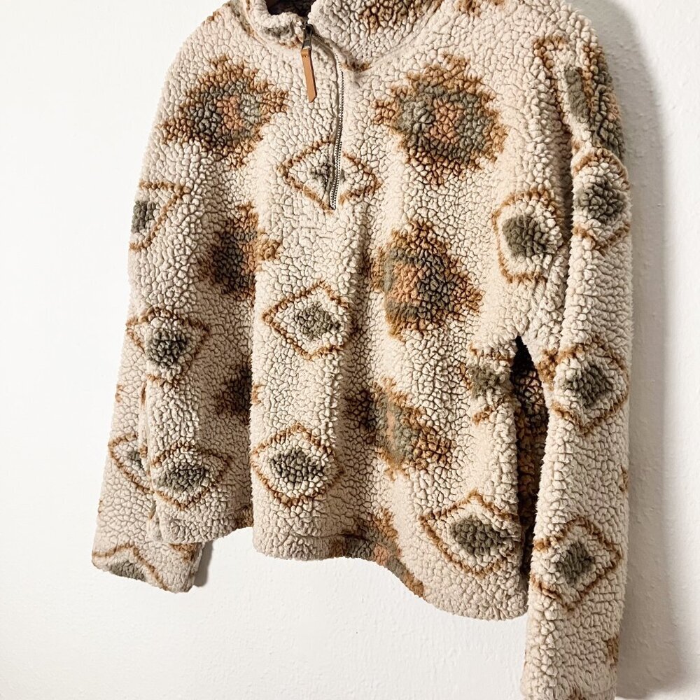 Nordstrom Thread & Supply Cream and Brown Fleece Jacket Size Medium - Picture 3 of 8